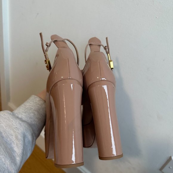 Valentino Garavani Tan-Go Platform Pumps Ankle Strap Block Heels Patent Leather - Picture 9 of 12